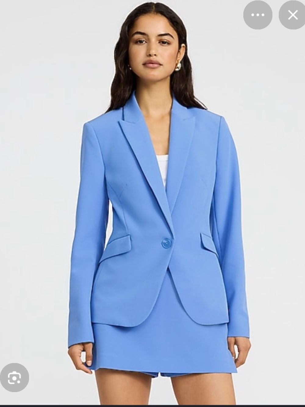 😍Express Editor Signature Stretch Fitted One Button Blazer French Blue XS!